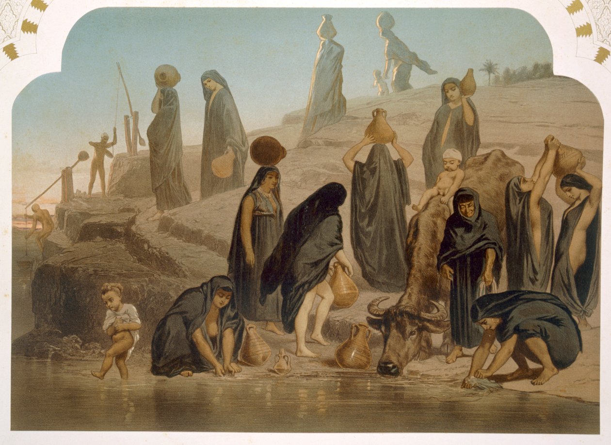 Nők, akik vizet hoznak a Nílusból, 1860 alkotó: Henri de Montaut