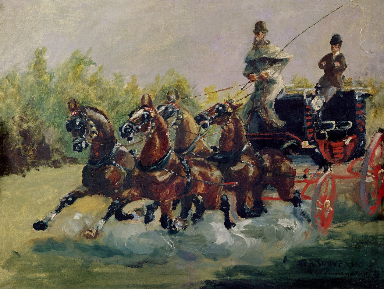 Alphonse de Toulouse-Lautrec-Monfa (1838-1913) a postakocsiját vezeti Nizzában, 1881 alkotó: Henri de Toulouse Lautrec