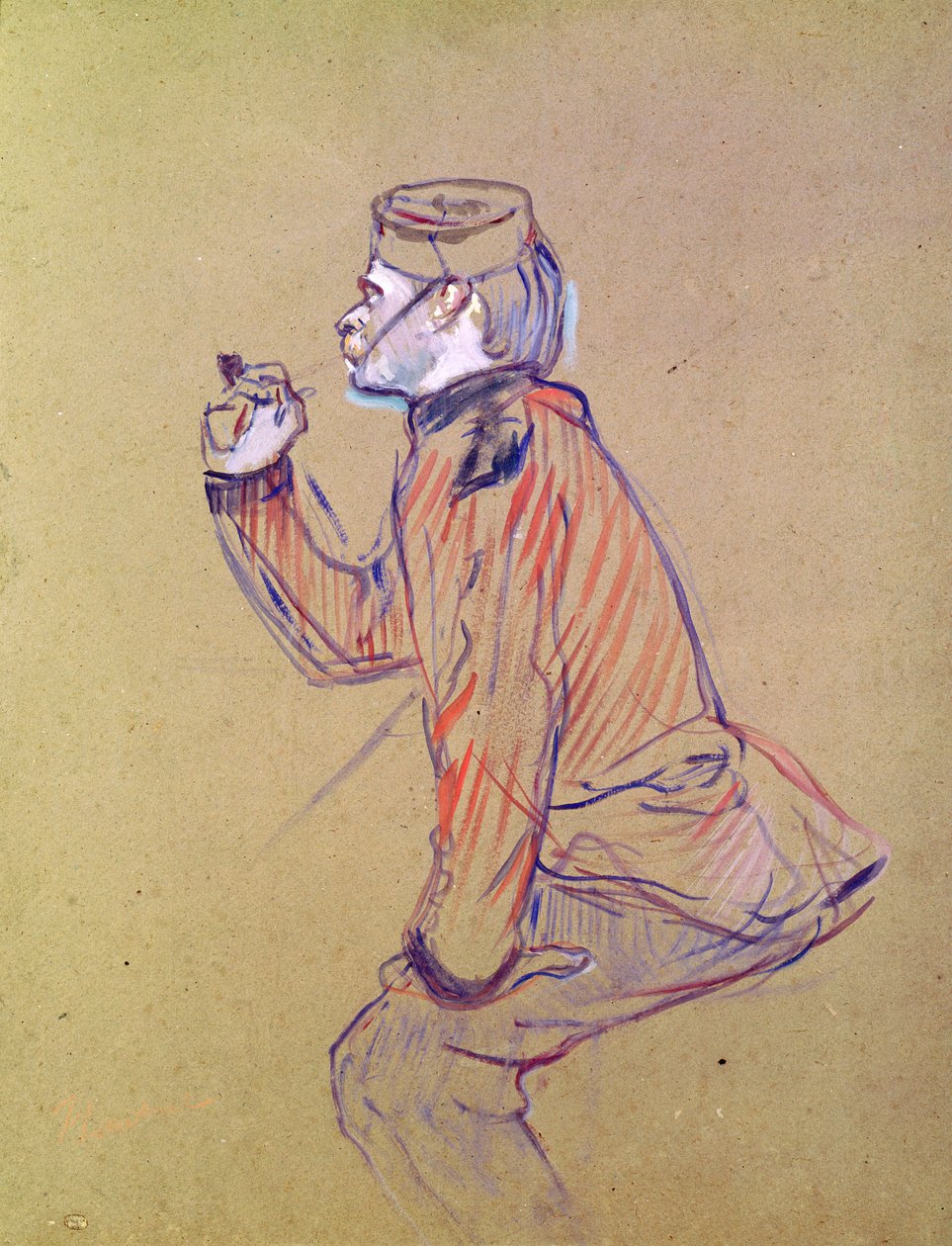 Pipázó angol katona, 1898 (olajkártya) alkotó: Henri de Toulouse Lautrec