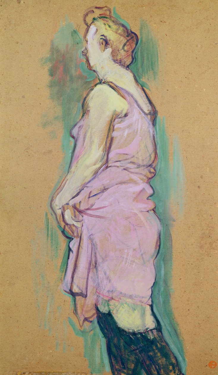 Szőke szobalány, egy dolgozószoba a „Rue des Moulins, la Visite” festményhez, 1894 (olaj a kártyán) alkotó: Henri de Toulouse Lautrec