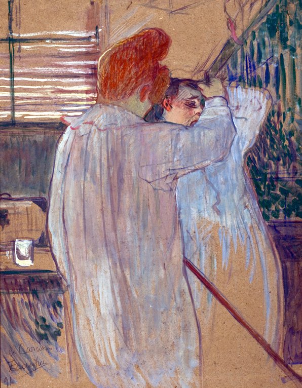 nő fésülködik a haján alkotó: Henri de Toulouse Lautrec