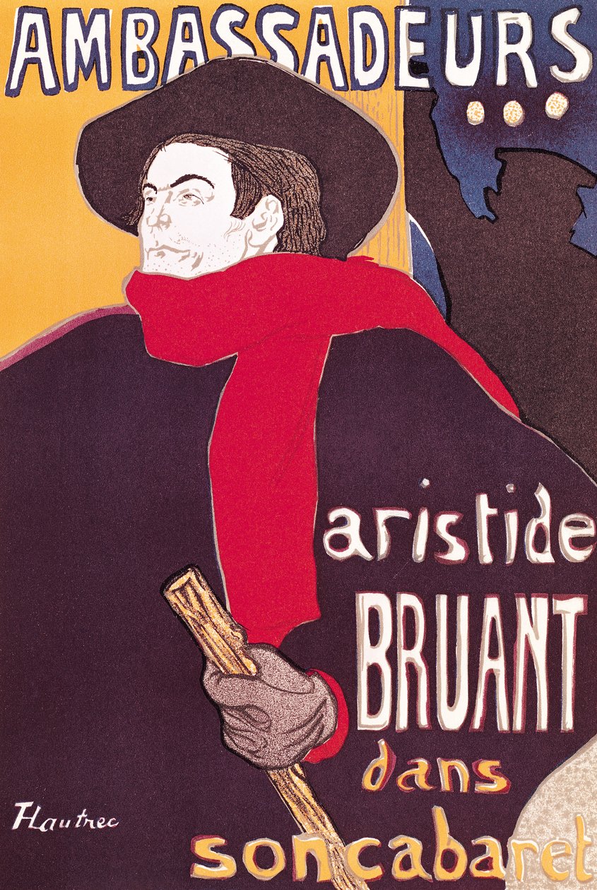 Aristide Bruant (1851-1925) reklámplakátja az Ambassadeurs kabaréjában, 1892 alkotó: Henri de Toulouse Lautrec
