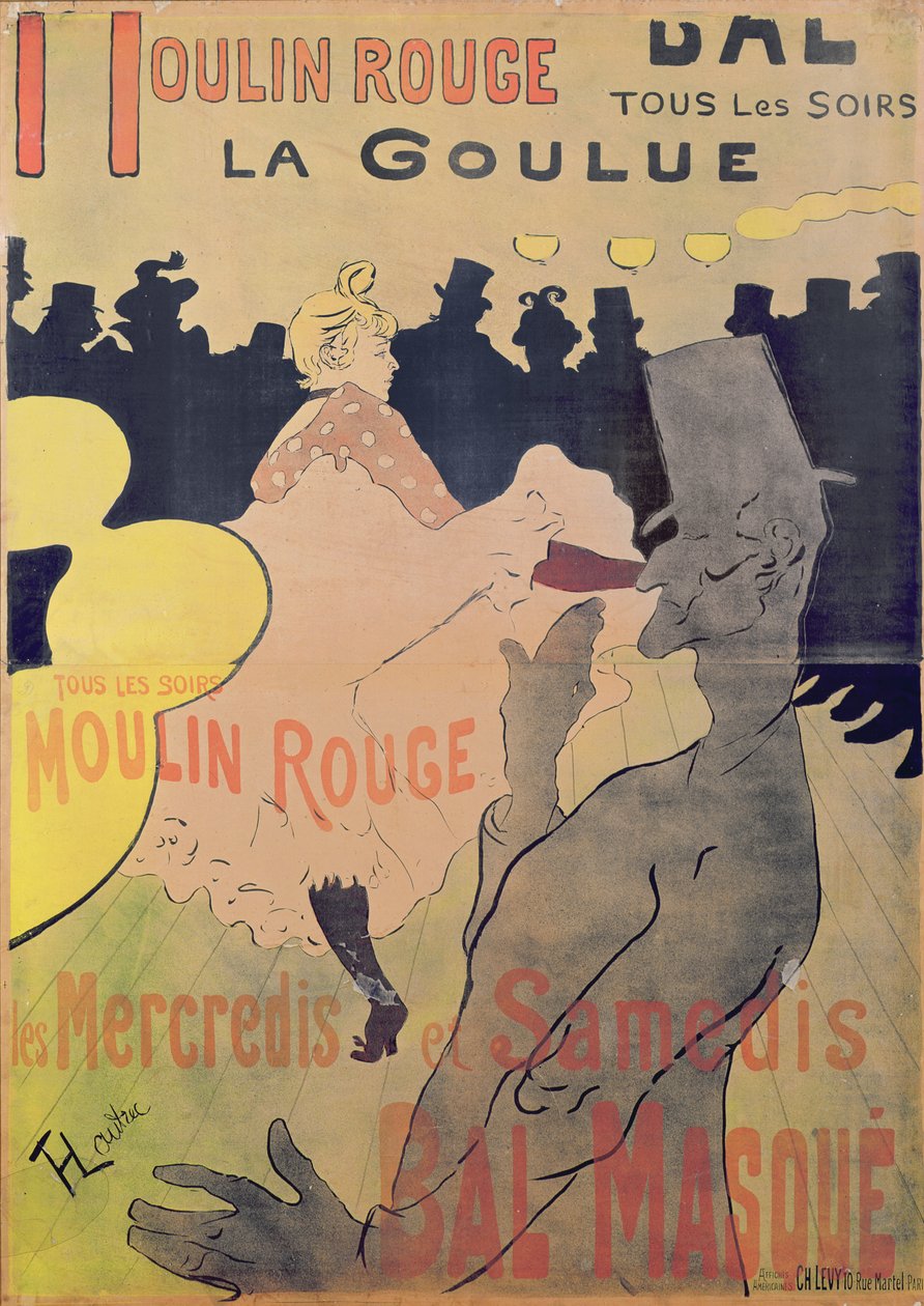 Plakát a Moulin Rouge "La Goulue"-ját reklámozó plakát, 1891 alkotó: Henri de Toulouse Lautrec