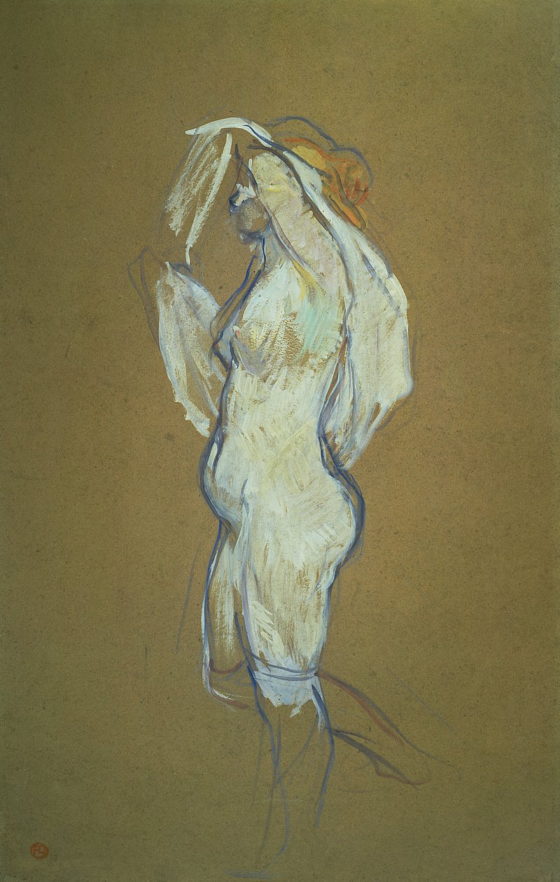 Nő felemeli az ingét, 1896 (olaj, karton) alkotó: Henri de Toulouse Lautrec