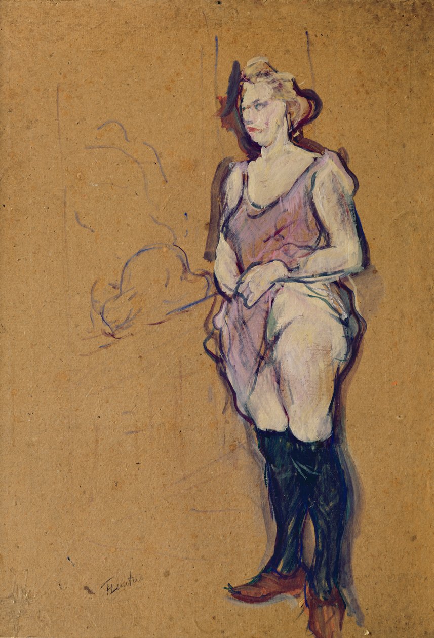 Nő, aki a ruháját tartja vagy Nő egy bordélyházban, 1894 (olaj, karton) alkotó: Henri de Toulouse Lautrec