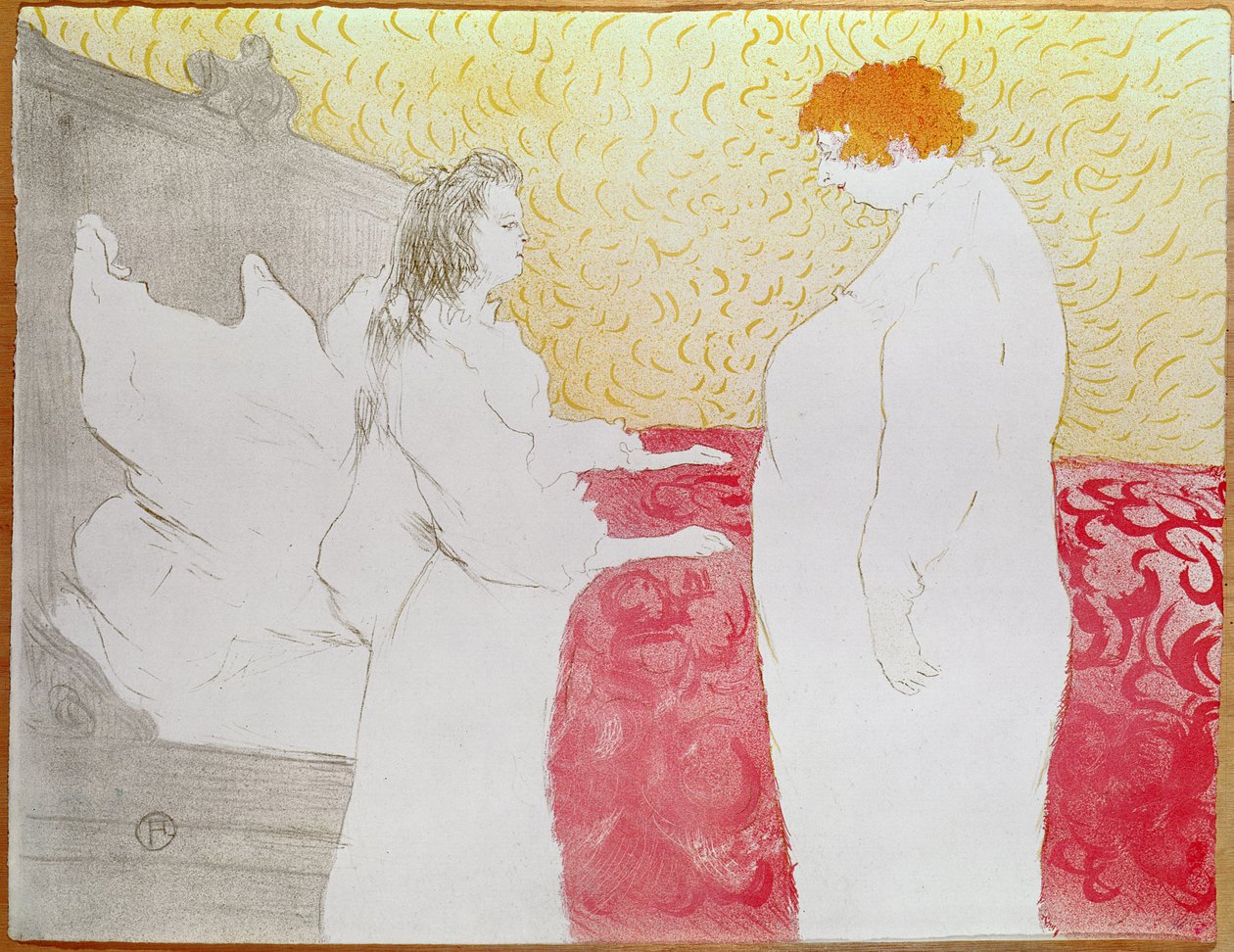 Nő az ágyban, Profil – Ébredés, 1896 (kréta, ecset és fröccsenő litográfia, négy színben nyomtatva) (lásd még: 162032) alkotó: Henri de Toulouse Lautrec
