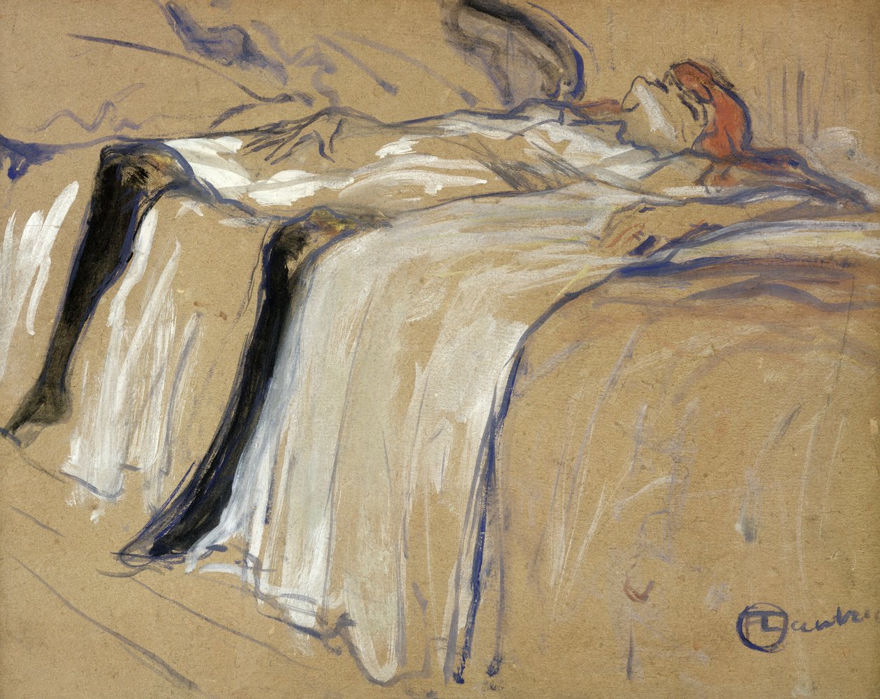 Háton fekvő nő - Lassitude, tanulmány az Elles számára, 1896 (olaj, karton) alkotó: Henri de Toulouse Lautrec