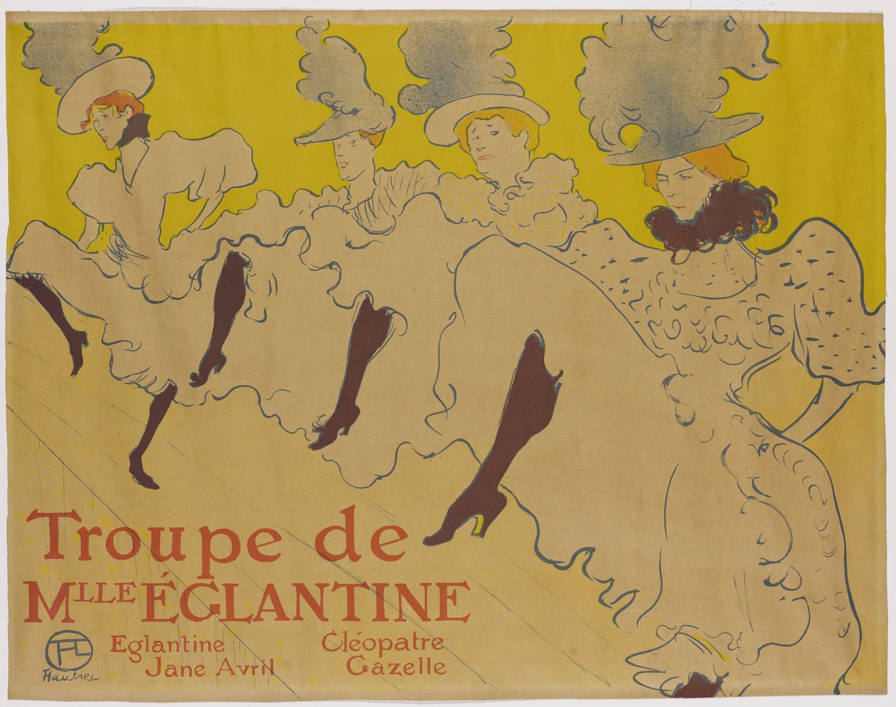La Troupe de Mademoiselle Eglantine, 1895 (ecset, zsírkréta és fröccsenő litó, négy színben nyomtatva papírra) alkotó: Henri de Toulouse Lautrec
