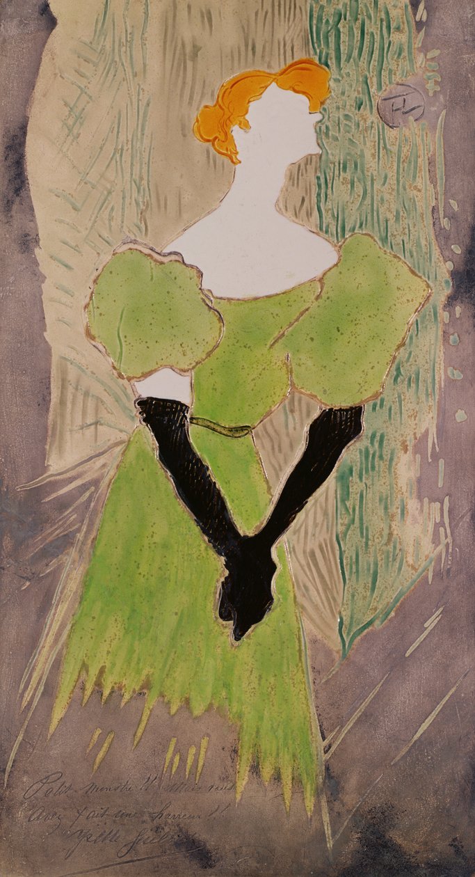 Yvette Guilbert portréja (festett kerámia tábla) alkotó: Henri de Toulouse Lautrec