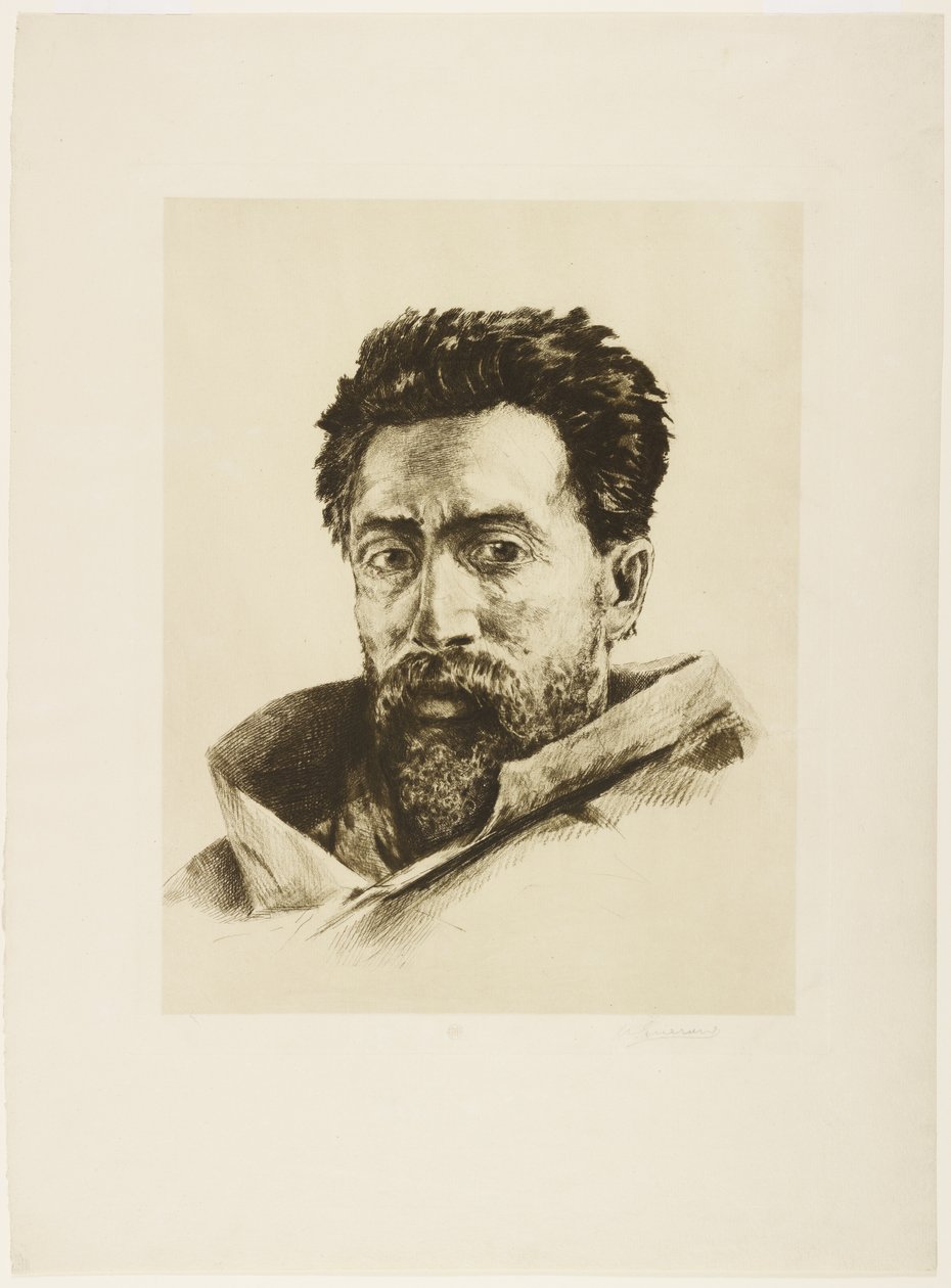 A Striker, 1888 körül (rézkarc és rulett) alkotó: Henri Charles Guérard