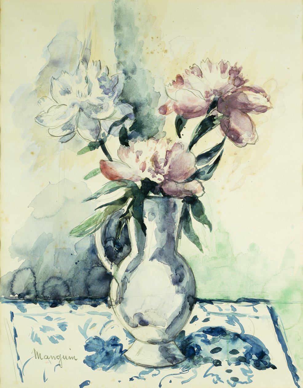 Csokor bazsarózsa; Csokor bazsarózsa alkotó: Henri Charles Manguin