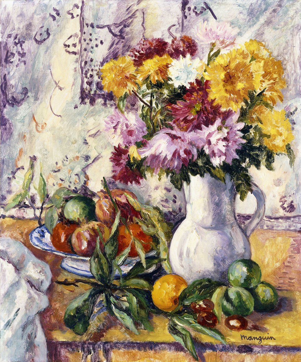 Krizantém és gyümölcs alkotó: Henri Charles Manguin