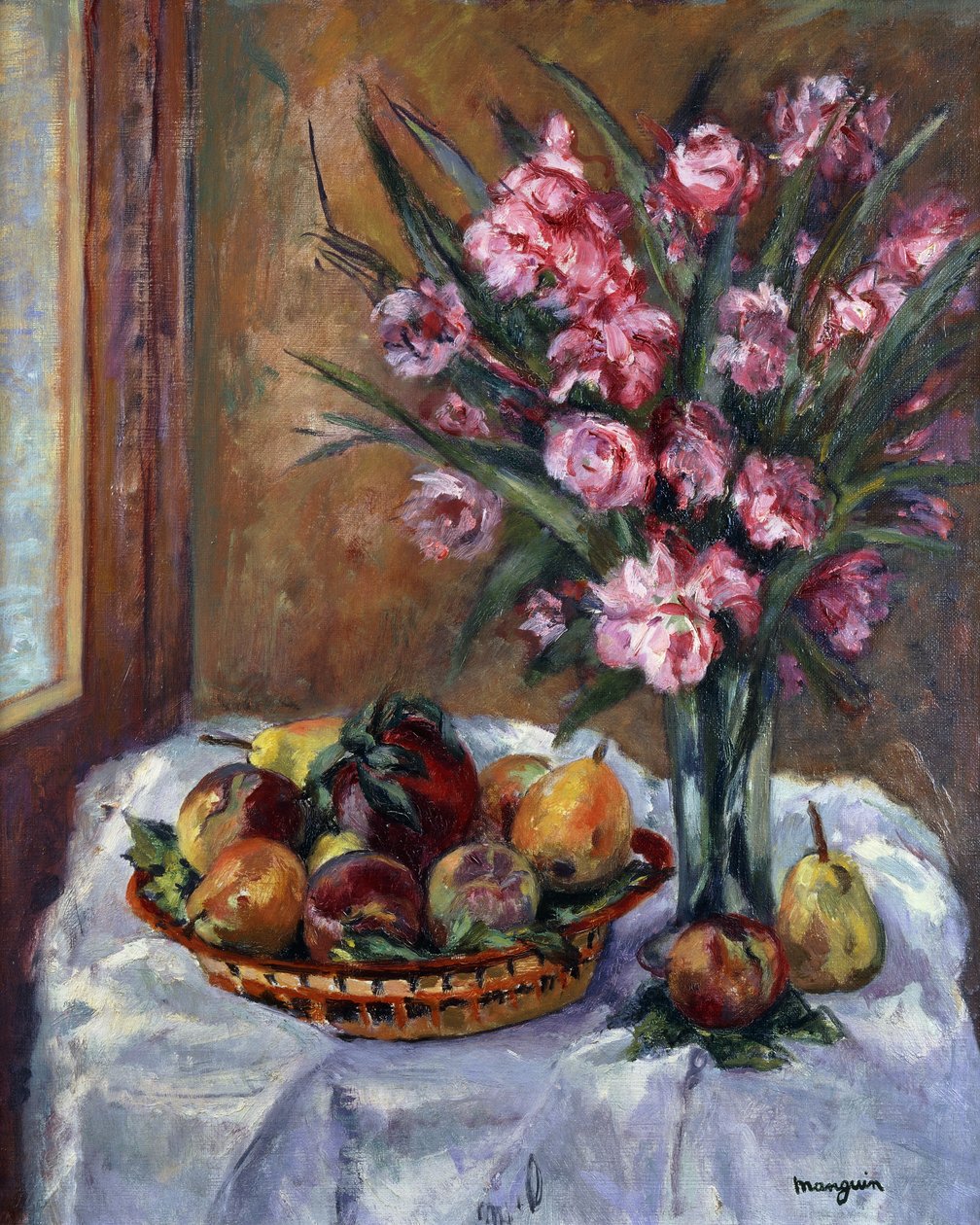 Oleander és gyümölcs; Oleanderek és gyümölcsök alkotó: Henri Charles Manguin