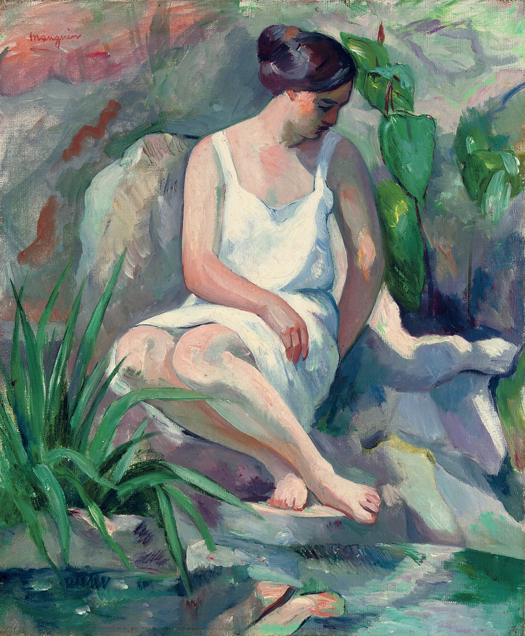 Ülő fürdőző Cassisban (Jeanne); Ülő fürdőző Cassisban (Jeanne) alkotó: Henri Charles Manguin