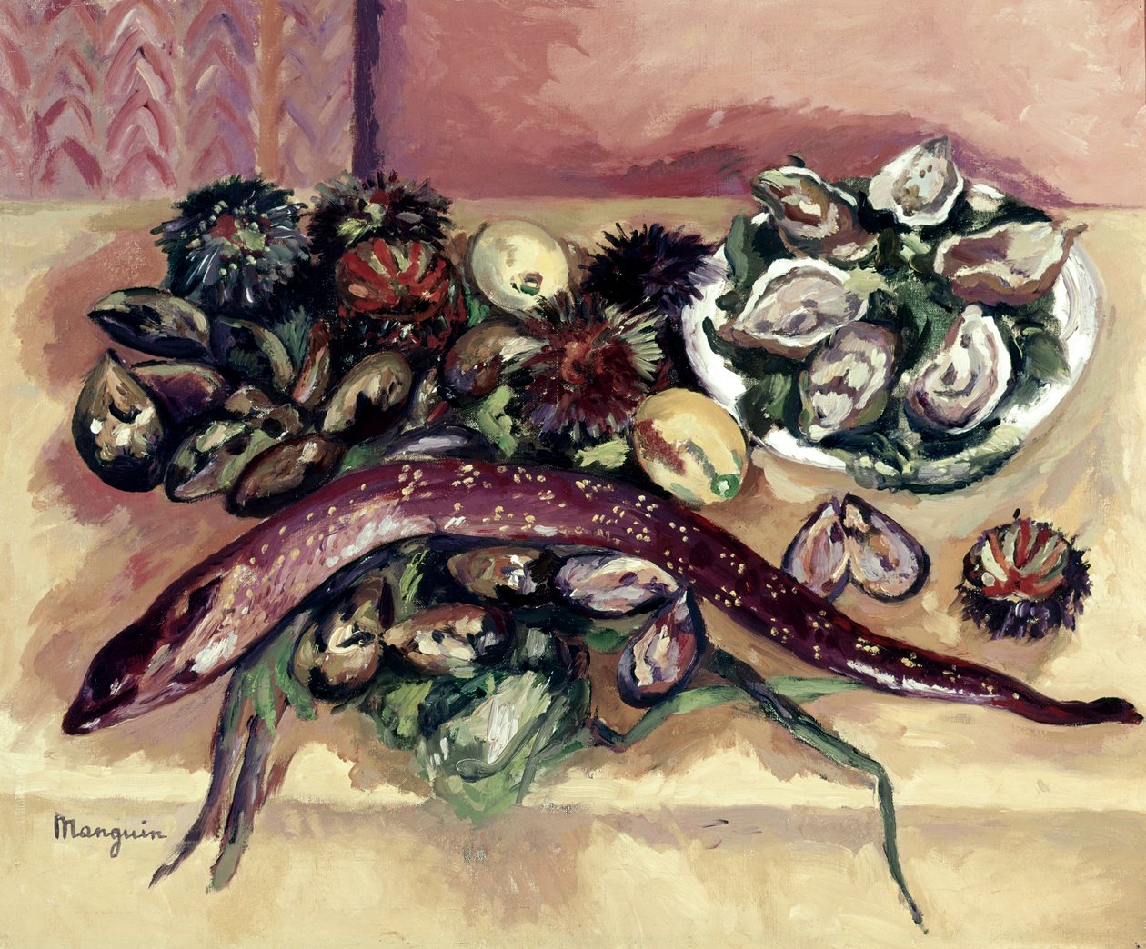Csendélet angolnával (Csendélet tengeri sünnel és angolnával) alkotó: Henri Charles Manguin