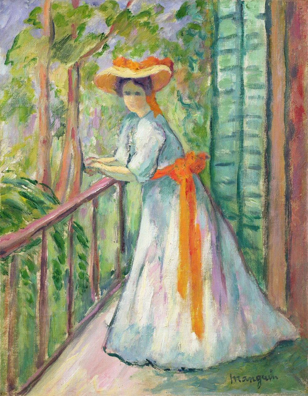 Nő az erkélyen, vagy Jeanne narancssárga szalaggal alkotó: Henri Charles Manguin