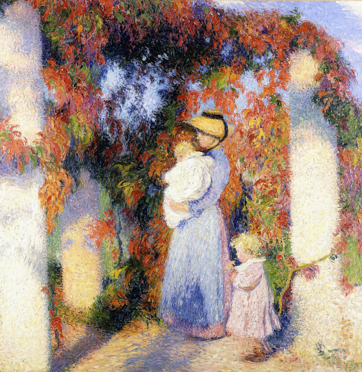 Kétgyermekes nő a fő pergola alatt Marquayrolban, 1900 körül (olaj, vászon) alkotó: Henri Charles Manguin