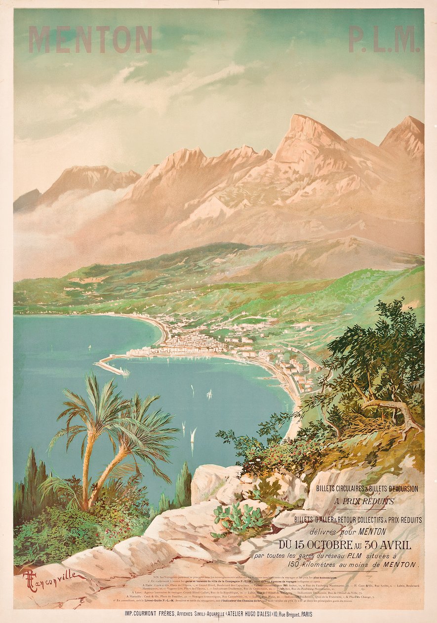 Menton plakát, Franciaország (színes litho) alkotó: Henri Garnier Tanconville