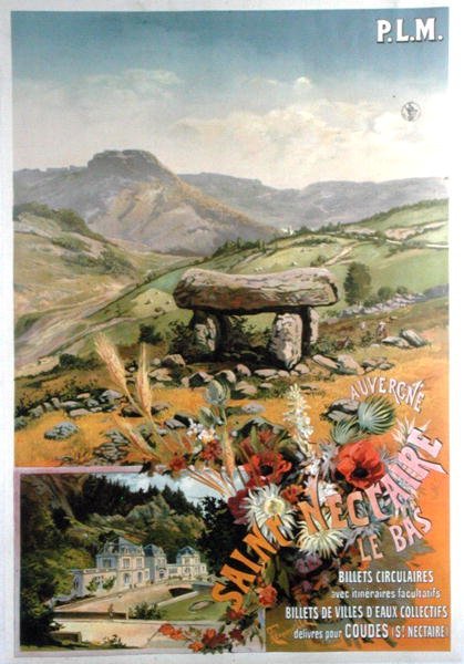 Saint Nectaire le bas, Auvergne-i plakát (színes litho) alkotó: Henri Garnier Tanconville