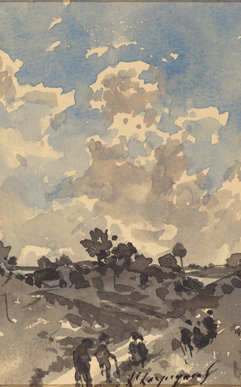 Táj, ösvényen sétáló alakokkal alkotó: Henri-Joseph Harpignies