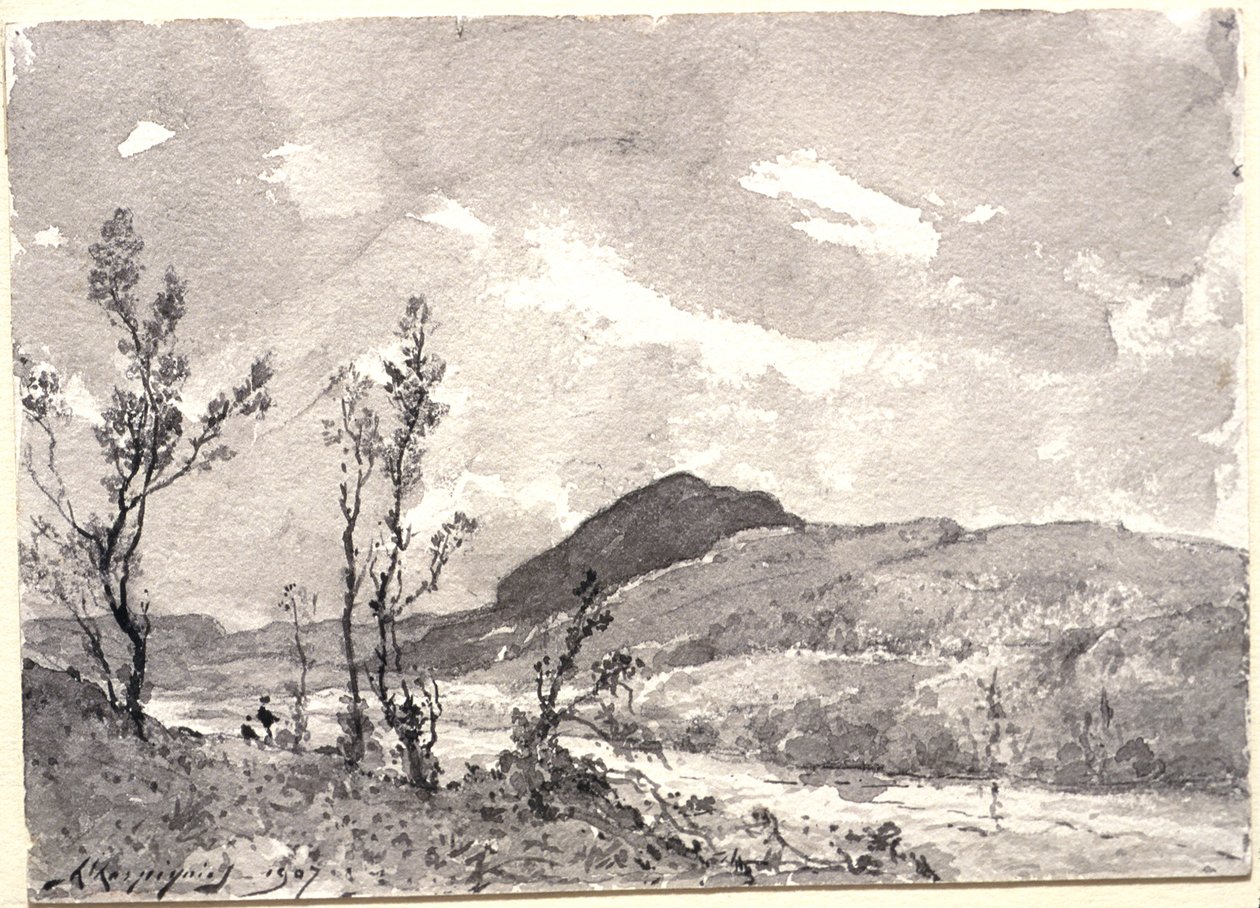 Egy folyópart mentén alkotó: Henri-Joseph Harpignies