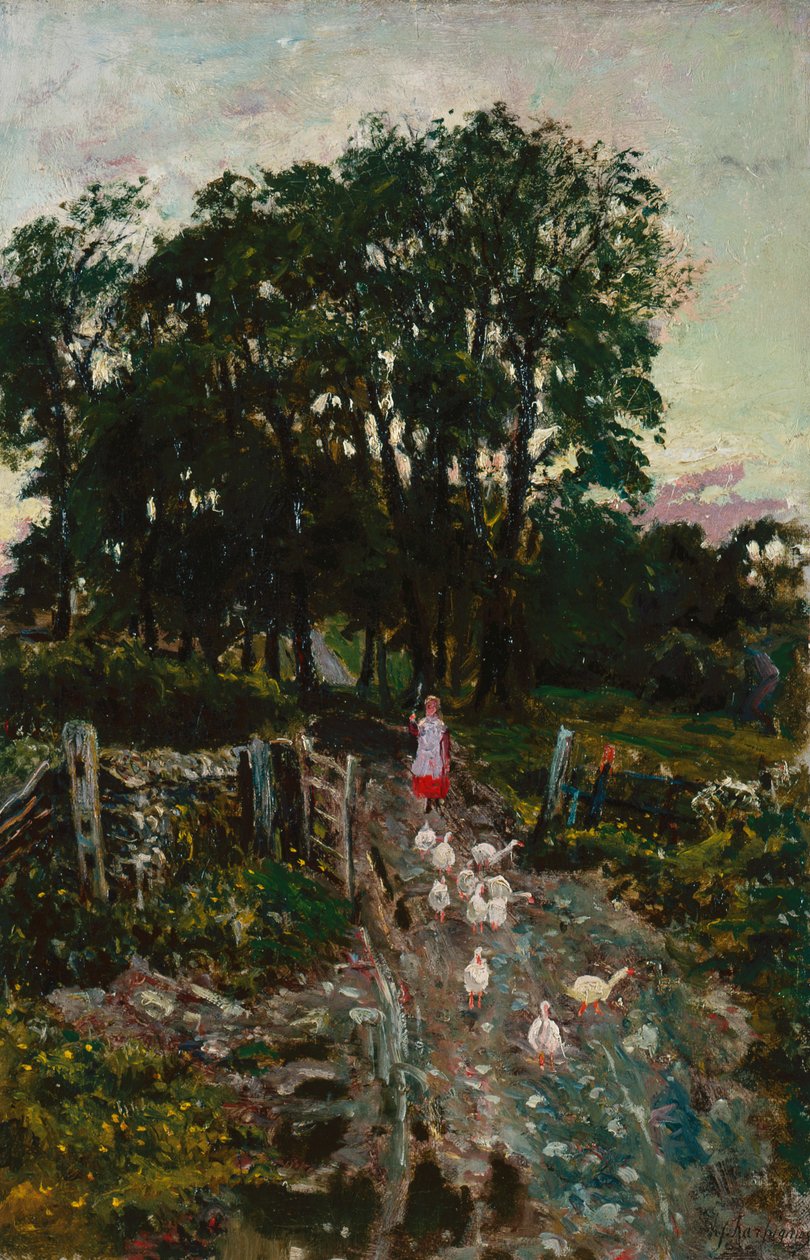 Lány kacsákkal (olaj, vászon) alkotó: Henri Joseph Harpignies