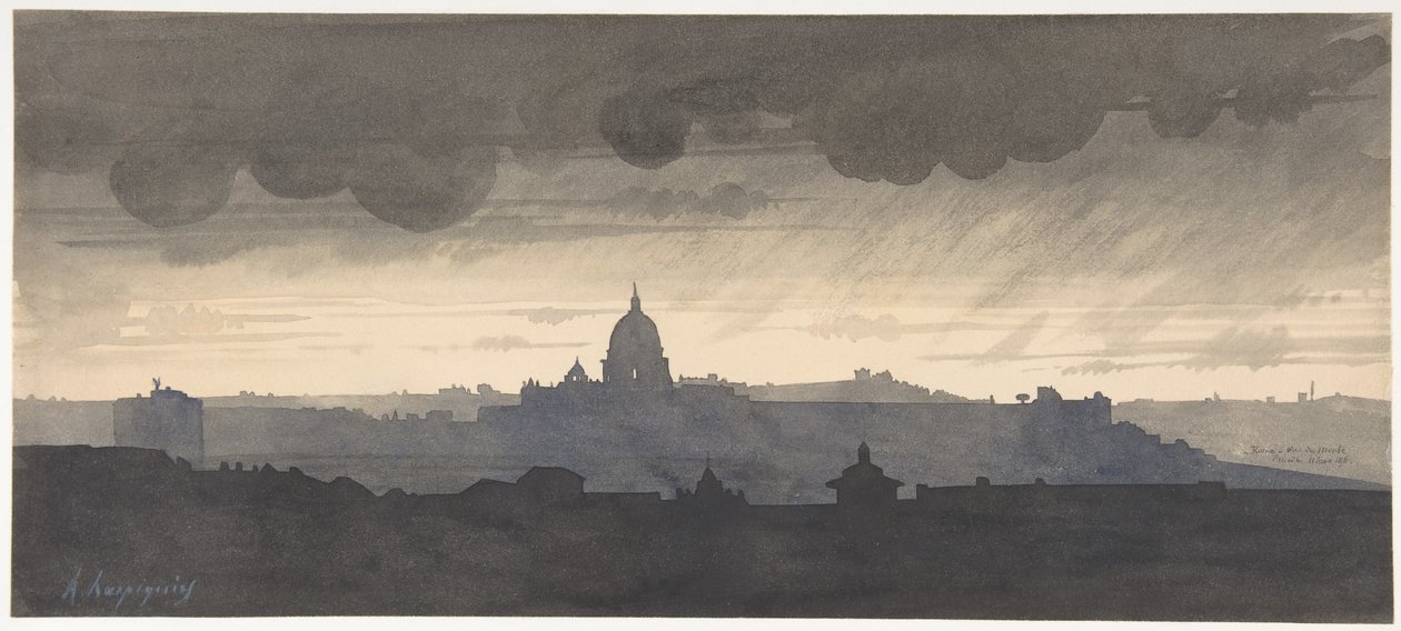 A Szent Péter-bazilika a Pincio-ról nézve, Róma alkotó: Henri-Joseph Harpignies