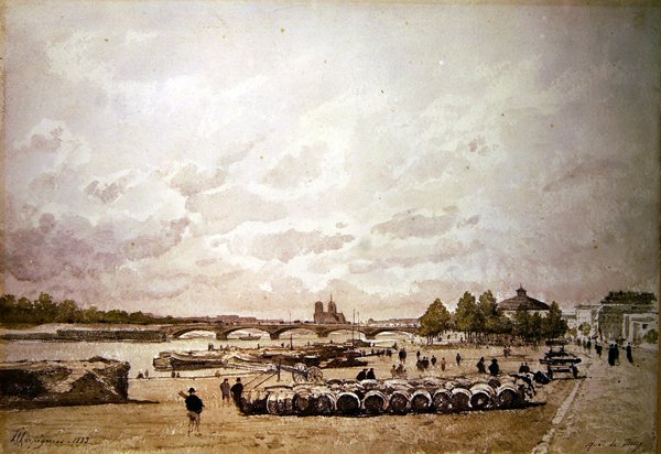 A quai Bercy, Párizs (akvarell) alkotó: Henri Joseph Harpignies