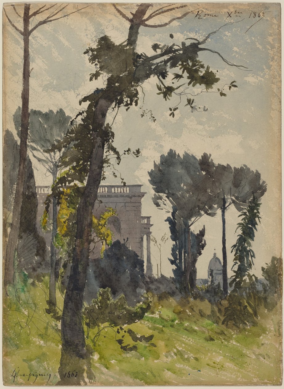 Kilátás a Szent Péter-bazilika kupolájára, Róma alkotó: Henri-Joseph Harpignies