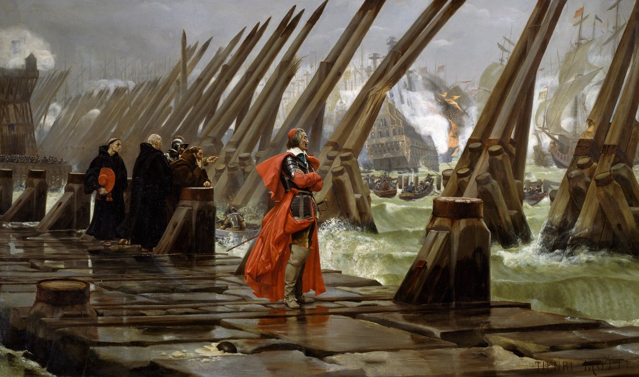 Richelieu (1585-1642) a La Rochelle-i tengerparton alkotó: Henri Paul Motte