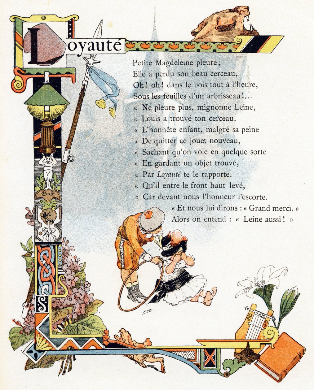 Illusztráció a "Jó példák ábécéje" című könyvhöz, 1890 körül (metszet) alkotó: Henri (1858 1924) Gray