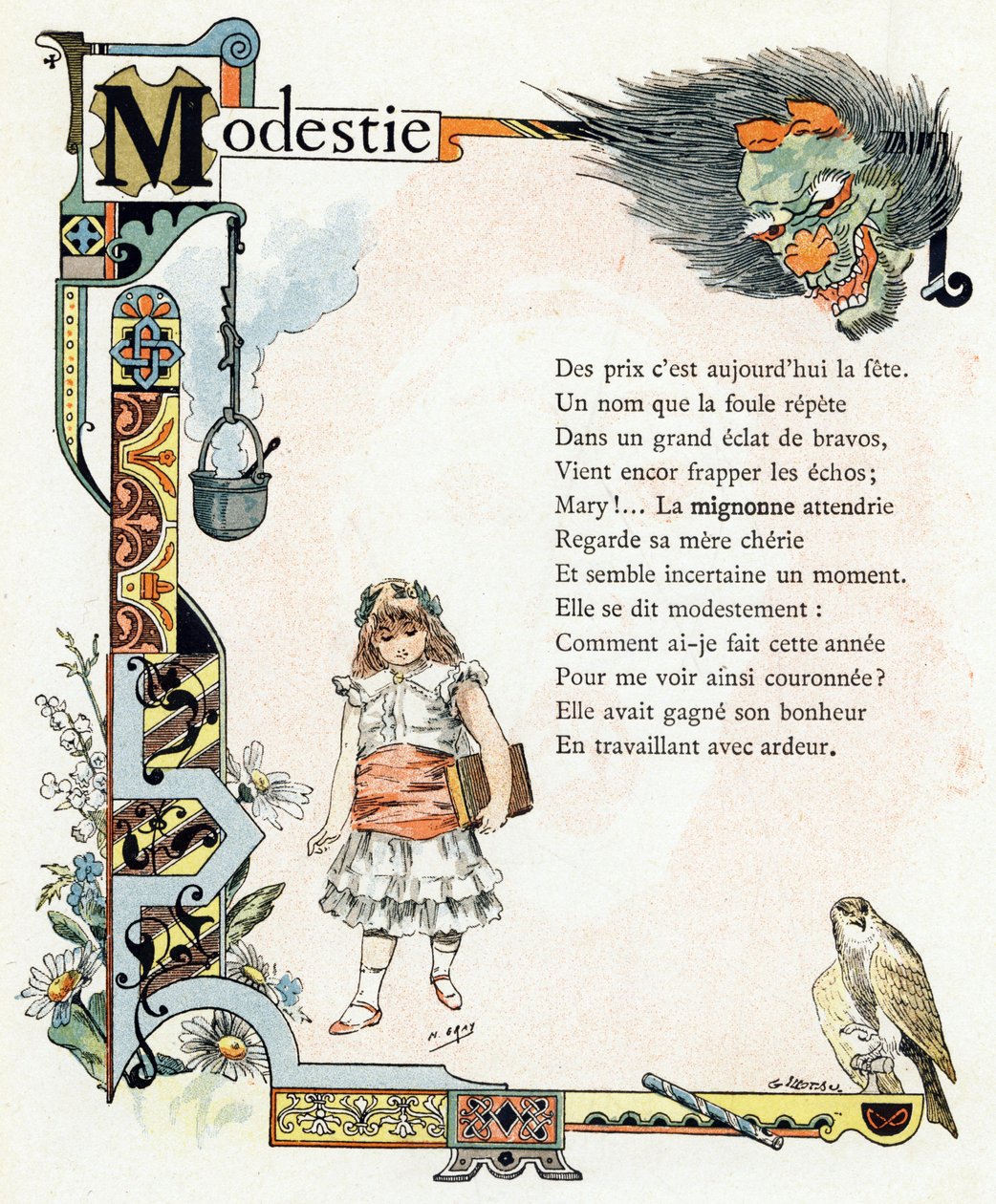 Illusztráció a "Jó példák ábécéje" című könyvhöz, 1890 körül (metszet) alkotó: Henri (1858 1924) Gray