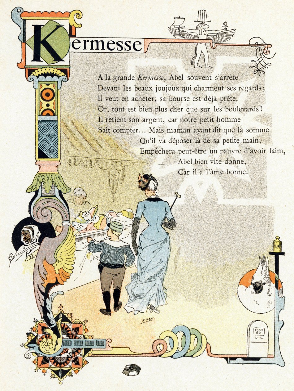 Illusztráció a "Jó példák ábécéje" című könyvhöz, 1890 körül (metszet) alkotó: Henri (1858 1924) Gray