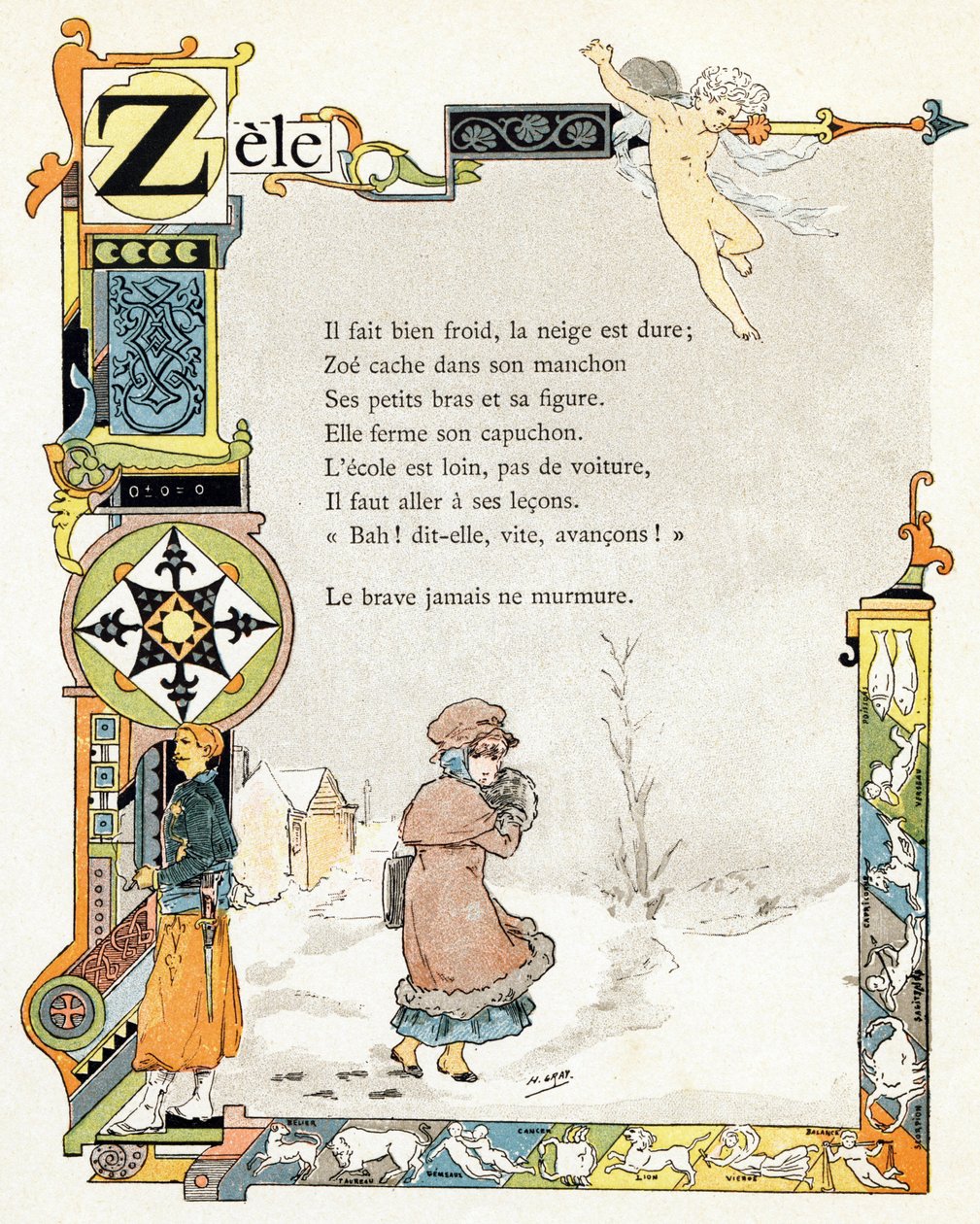Illusztráció a "Jó példák ábécéje" című könyvhöz, 1890 körül (metszet) alkotó: Henri (1858 1924) Gray