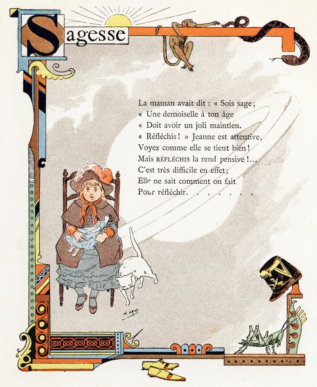 Illusztráció a "Jó példák ábécéje" című könyvhöz, 1890 körül (metszet) alkotó: Henri (1858 1924) Gray