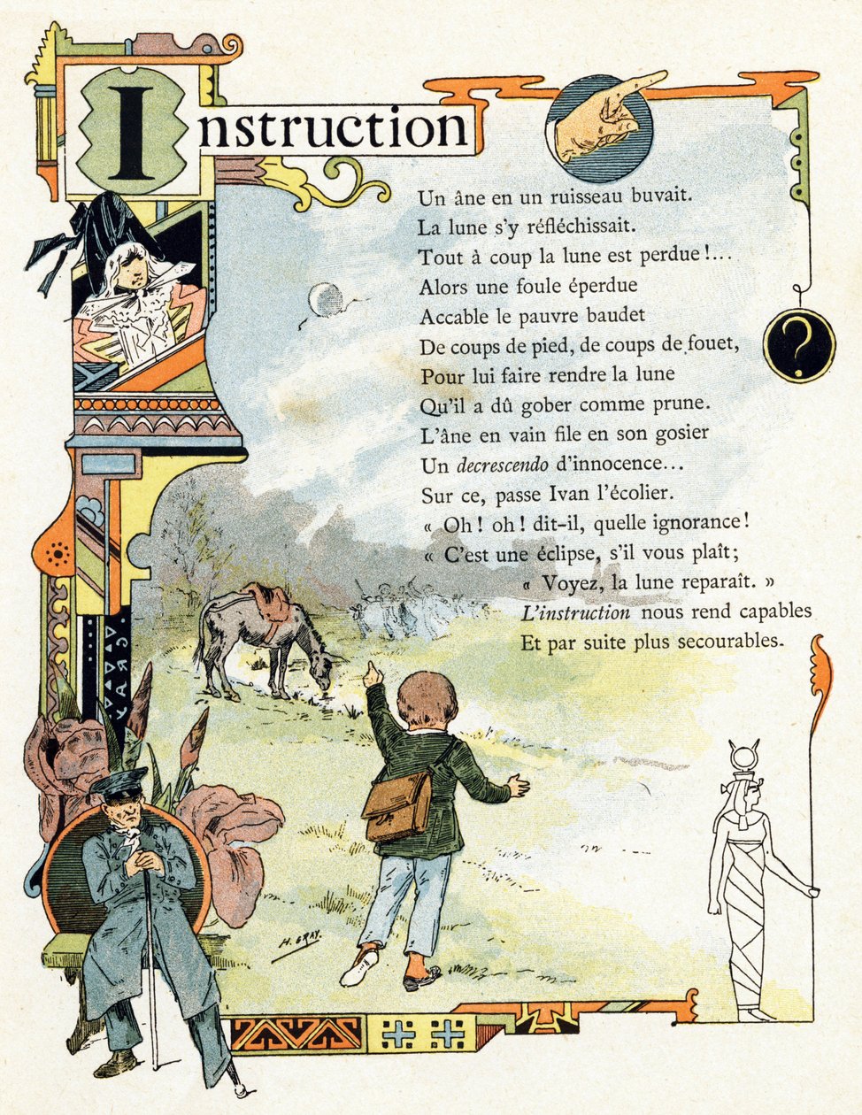 Illusztráció a "Jó példák ábécéje" című könyvhöz, 1890 körül (metszet) alkotó: Henri (1858 1924) Gray