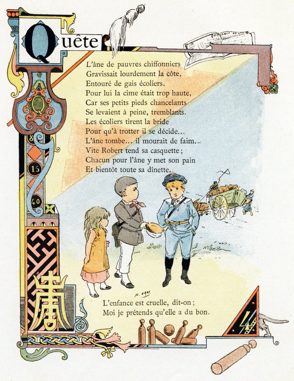 Illusztráció a "Jó példák ábécéje" című könyvhöz, 1890 körül (metszet) alkotó: Henri (1858 1924) Gray