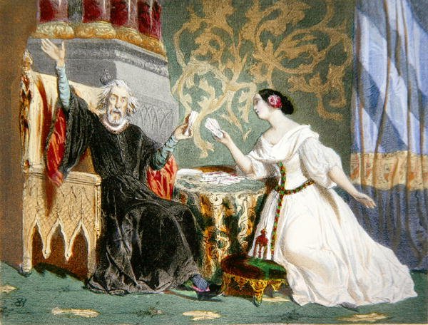 Rosine Stolz (1815-1903) és Paul Barroilhet (1810-71) Jacques Fromental Halevy (1799-1862) „Charles VI” című operájának II. felvonásában (színes litó) alkotó: Henri (after) Baron
