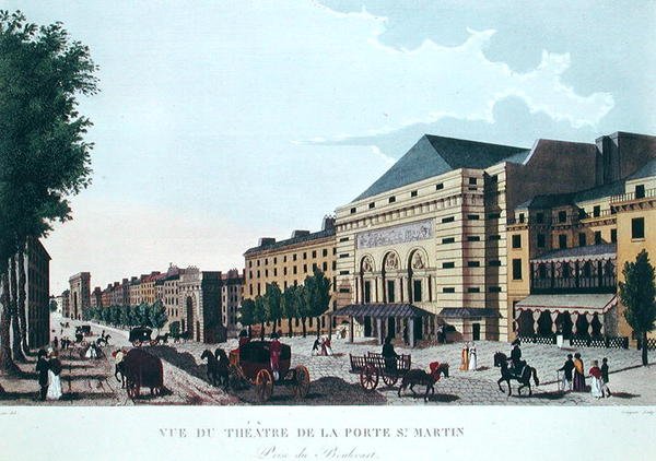 A Theater de la Porte Saint-Martin. 1815-20 körül (színes metszet) alkotó: Henri (after) Courvoisier Voisin