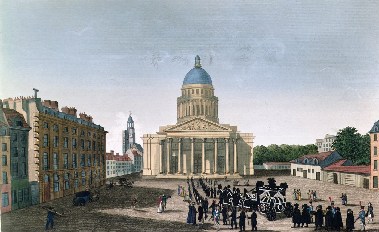 Gyászmenet a Pantheon előtt, 1815-20 körül (színes metszet) alkotó: Henri (after) Courvoisier Voisin