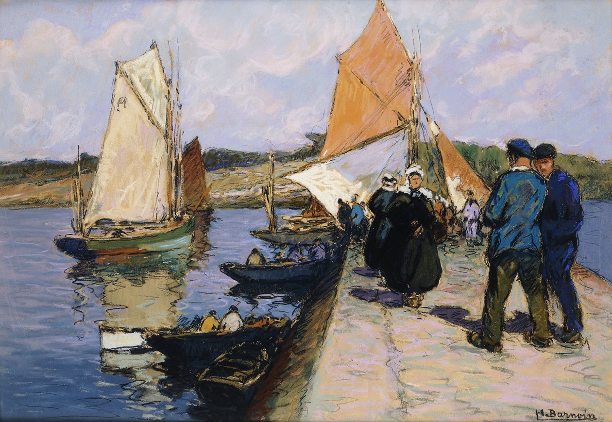 Halászok a rakparton alkotó: Henri Alphonse Barnoin