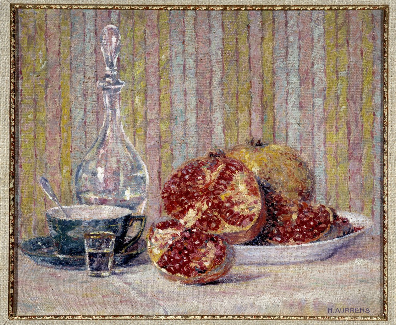Csendélet gránátokkal Henri Aurrens festménye (1873-1934) Kötelező megemlítés: Gyűjtemény alapítványa, de Provence, Marseille alkotó: Henri Aurrens