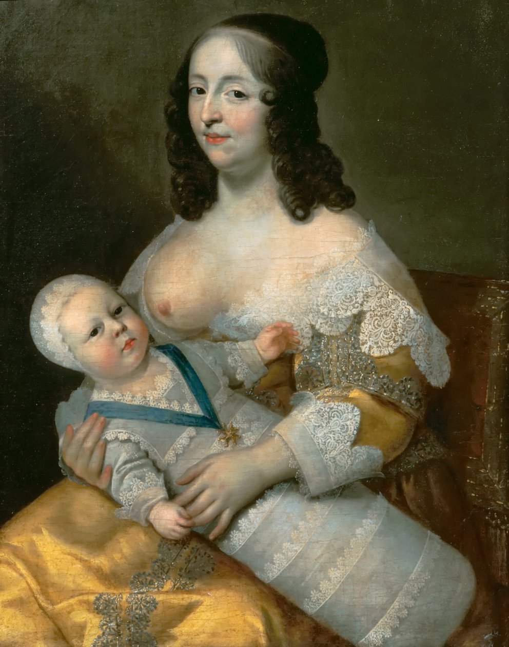 XIV. Lajos csecsemőként Longuet de La Giraudière nővérével alkotó: Henri Beaubrun