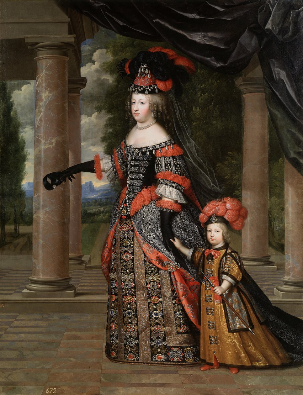 Spanyol Mária Terézia fiával, a Dauphinnal, francia Lajossal alkotó: Henri Beaubrun