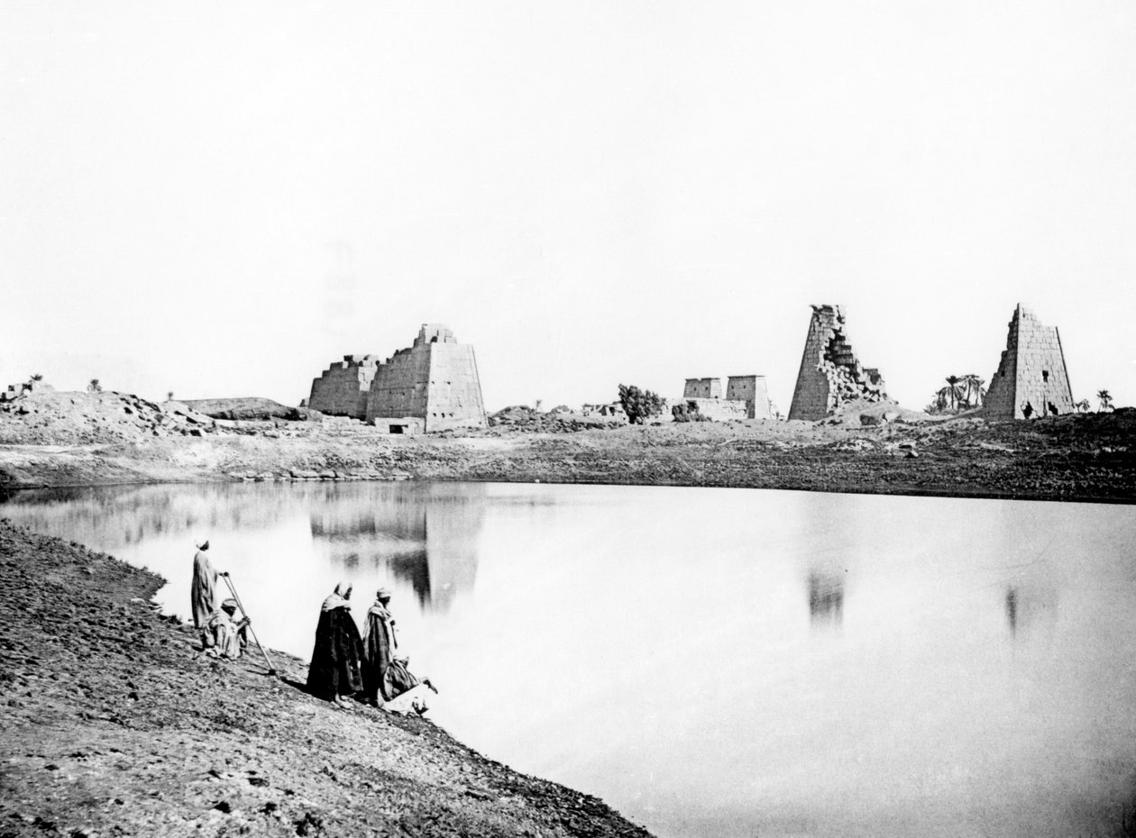 Szent tó és templomromok, Karnak, Núbia, Egyiptom, 1887 alkotó: Georges Henri Bechard