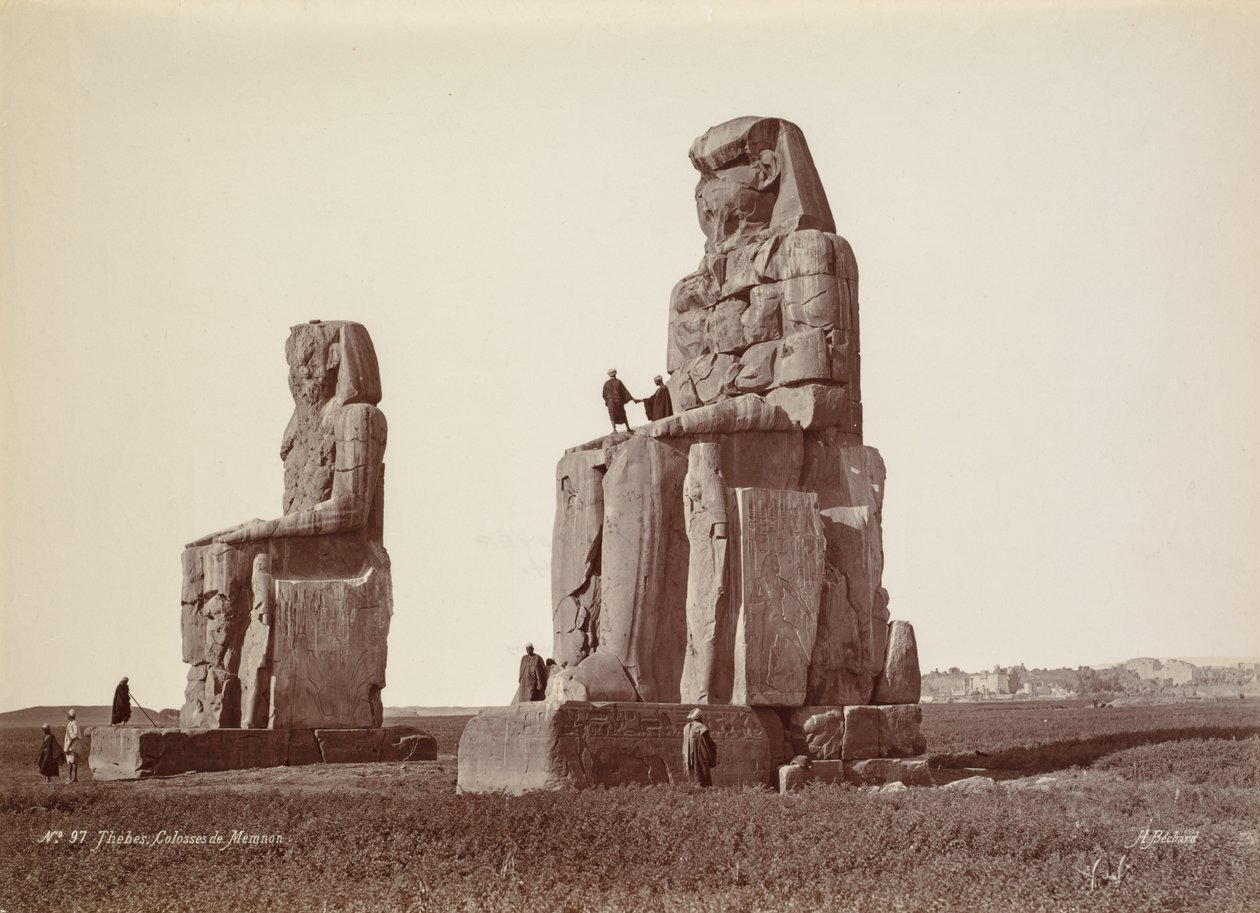 Théba, A memnoni kolosszusok, 1870-es évek. alkotó: Georges Henri Bechard