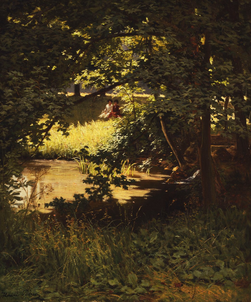Nyári nap a folyó mellett (olaj, vászon) alkotó: Henri Biva