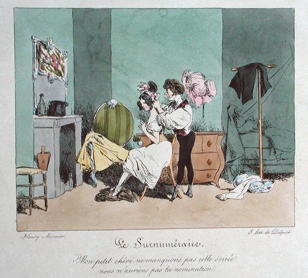 „Devotion Over and Above Duty”, illusztráció a „Vues de Paris”-ból; esquisses morales et philosophiques, tizenkilencedik század eleje (színes litho) alkotó: Henri Bonaventure (after) Monnier
