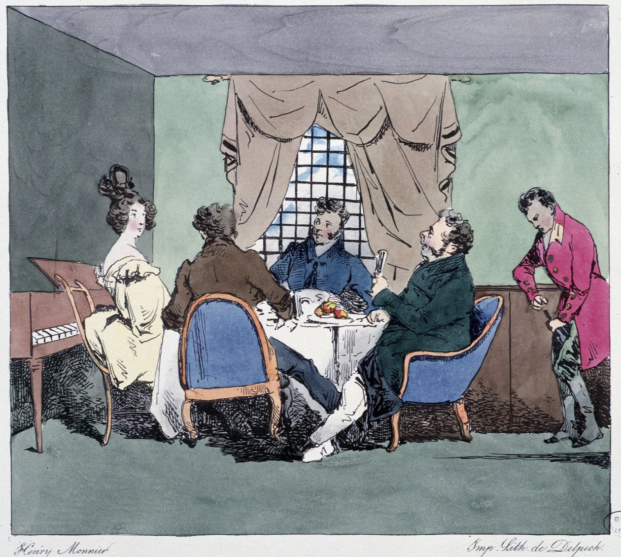 Csődök – Henri Monnier „Régebben és ma” című kötetében, szerk. Delpech, Párizs alkotó: Henri Bonaventure Monnier
