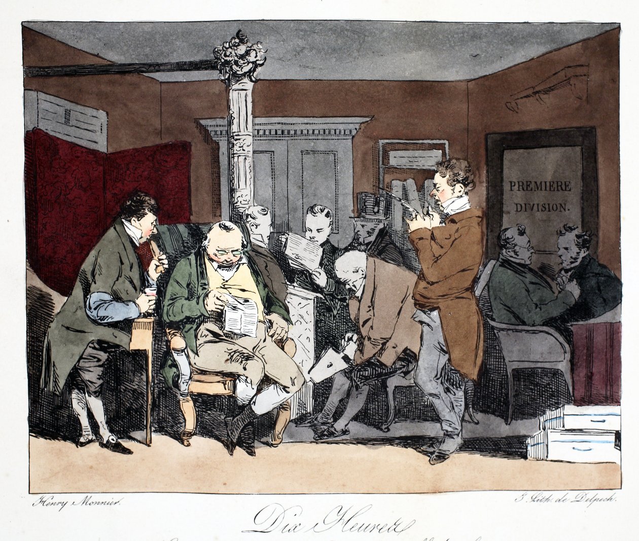 Dix Heures, illusztráció Henri Monnier "Moeurs Administratives, Dessinées D